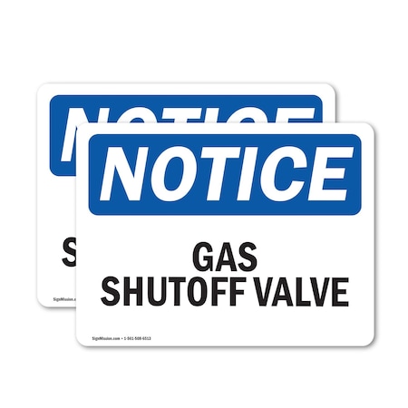 Signmission Gas Shutoff Valve OSHA Notice Sign, Vinyl Decal, 14in W x 10in L, 2PK OS-2PACK-NS-D-1014-L-13039